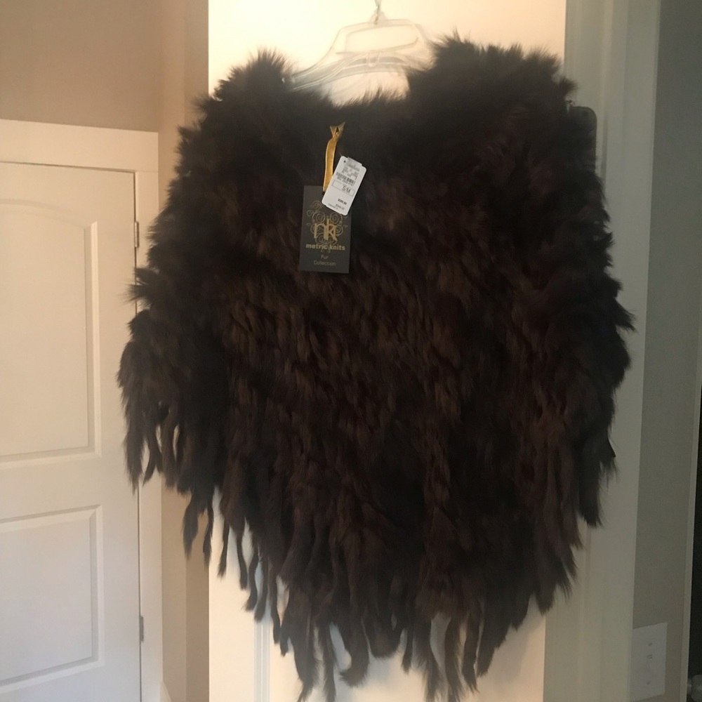 Metric Knits Rabbit Fur Shawl-Poncho